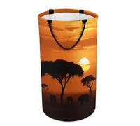 DWTJKMS Sunset African Savanna, cesto portabiancheria pieghevole con manici per il trasporto, grande cesto portaoggetti per lavanderia, dormitorio, famiglia