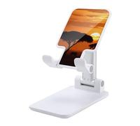 DWTJKMS Sunset African Savanna Mobile Phone Stand Dual Pieghevole, Altezza Regolabile Supporto per Cellulare Portatile Cellulare Culla Desktop Dock Adatto a Tutti Gli Smart Phone Bianco Stile