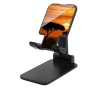 DWTJKMS Sunset African Savanna - Supporto per telefono cellulare, pieghevole, regolabile in altezza, portatile, da scrivania, adatto a tutti gli smartphone, colore: nero