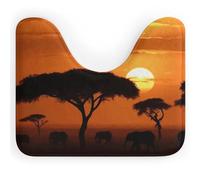 DWTJKMS Sunset African Savanna - Tappetino da bagno a forma di U, ad asciugatura rapida, assorbente, antimacchia, antiscivolo, per base WC ovale