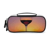 DWTJKMS Sunset Bicchiere di Vino In Pelle Trucco Borsa Portatile Piccolo Organizzatore Cosmetico Impermeabile Borse Da Toilette Pennelli Matite E Viaggio Trucco Accessori