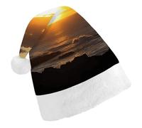 DWTJKMS Sunset Hawaii Beach Santa Hat Classico Cappello di Natale Addensare Natale Party Hat Divertente Holiday Cap per Unisex Adulti