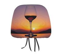 DWTJKMS Sunset - Set di 2 copri poggiatesta per auto, regolabili, riutilizzabili, accessori per interni auto, in stile vintage, adatti per la maggior parte delle auto