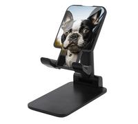 DWTJKMS Supporto per cellulare Boston Terrier a forma di cucciolo di cane, pieghevole, regolabile in altezza, portatile, per tutti gli smartphone, colore nero