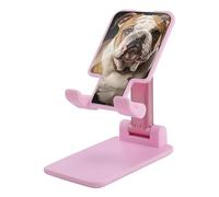 DWTJKMS Supporto per telefono cellulare a forma di bulldog inglese, pieghevole, regolabile in altezza, portatile, supporto per cellulare, da scrivania, adatto a tutti gli smartphone, stile rosa