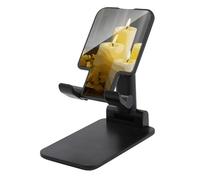 DWTJKMS Supporto per telefono cellulare a forma di farfalla gialla con candele bianche, doppia piegatura, regolabile in altezza, supporto portatile per cellulare da scrivania, adatto a tutti gli
