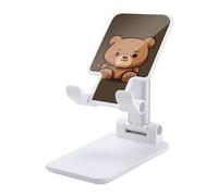 DWTJKMS Supporto per telefono cellulare a forma di orso carino marrone con doppio pieghevole, regolabile in altezza supporto per telefono cellulare portatile da scrivania per tutti gli smartphone