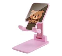 DWTJKMS Supporto per telefono cellulare a forma di orso carino, pieghevole, regolabile in altezza, portatile, supporto per telefono cellulare da scrivania, adatto a tutti gli smartphone, stile rosa