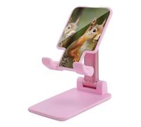 DWTJKMS Supporto per telefono cellulare a forma di scoiattolo, pieghevole, regolabile in altezza, portatile, supporto per cellulare, da scrivania, adatto a tutti gli smartphone, stile rosa