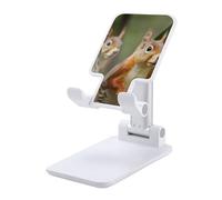 DWTJKMS Supporto per telefono cellulare a forma di scoiattolo, pieghevole, regolabile in altezza, portatile, supporto per cellulare, da scrivania, adatto a tutti gli smartphone, stile bianco