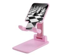 DWTJKMS Supporto per telefono cellulare a scacchiera a scacchi bianco nero doppio pieghevole, regolabile in altezza supporto per telefono cellulare portatile da scrivania per tutti gli smartphone