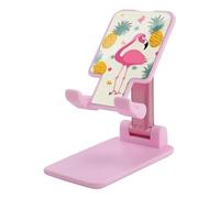 DWTJKMS Supporto per telefono cellulare con fenicottero e ananas doppio pieghevole, regolabile in altezza supporto per telefono cellulare portatile da tavolo per tutti gli smartphone, stile rosa