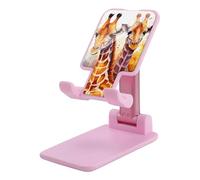 DWTJKMS Supporto per telefono cellulare con giraffe ad acquerello, pieghevole, regolabile in altezza, portatile, supporto per cellulare da scrivania, adatto a tutti gli smartphone, stile rosa