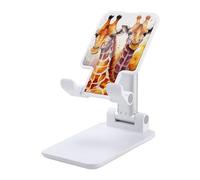 DWTJKMS Supporto per telefono cellulare con giraffe ad acquerello, pieghevole, regolabile in altezza, portatile, supporto per cellulare, da scrivania, adatto a tutti gli smartphone, stile bianco
