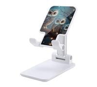 DWTJKMS Supporto per telefono cellulare con gufo sull'albero, pieghevole, regolabile in altezza, supporto portatile per cellulare, supporto da tavolo per tutti gli smartphone, stile bianco