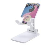 DWTJKMS Supporto per telefono cellulare con motivo Yin Yang Dual pieghevole, regolabile in altezza Supporto per telefono cellulare portatile Dock da tavolo adatto a tutti gli smartphone, stile bianco
