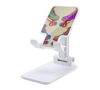 DWTJKMS Supporto per telefono cellulare con pattini a rotelle retrò colorato, doppio pieghevole, regolabile in altezza, supporto portatile per cellulare da scrivania, adatto a tutti gli smartphone