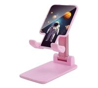 DWTJKMS Supporto per telefono cellulare con pianeti del sistema solare astronauta doppio pieghevole, regolabile in altezza supporto per telefono cellulare portatile da tavolo per tutti gli smartphone