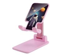 DWTJKMS Supporto per telefono cellulare con pianeti del sistema solare astronauta doppio pieghevole, regolabile in altezza supporto per telefono cellulare portatile da tavolo per tutti gli smartphone