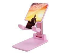 DWTJKMS Supporto per telefono cellulare per meditazione yoga, doppia piegatura, regolabile in altezza, supporto portatile per cellulare da scrivania, adatto a tutti gli smartphone, stile rosa