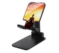 DWTJKMS Supporto per telefono cellulare per meditazione yoga, doppio pieghevole, regolabile in altezza, supporto portatile per cellulare da scrivania, adatto a tutti gli smartphone, stile nero
