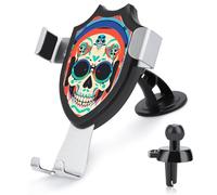 DWTJKMS Supporto universale per telefono cellulare con auricolari punk rock a forma di teschio per bocchetta dell'aria, adatto per tutti gli smartphone e modelli di auto (nero)