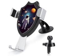 DWTJKMS Supporto universale per telefono cellulare con pianeti del sistema solare astronauta per bocchetta dell'aria, adatto per tutti gli smartphone e i modelli di auto (nero)