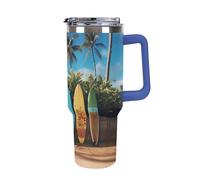 DWTJKMS Surf's Up - Bicchiere da surf in acciaio inox da 1,18 l, a prova di perdite, grande capacità, con manico, cannuccia a doppia parete, isolamento sottovuoto, riutilizzabile, mantiene freddo o