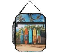 DWTJKMS Surf's Up - Borsa termica per il pranzo con tavola da surf, a prova di perdite, per uomini e donne, con manico, riutilizzabile, per ufficio, lavoro, picnic