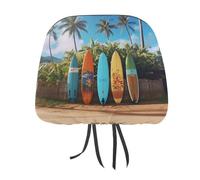 DWTJKMS Surf's Up - Copertura per poggiatesta auto, regolabile, riutilizzabile, accessorio per sedile interno auto, stile vintage, per la maggior parte delle auto, 1 pezzo