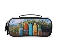 DWTJKMS Surf's Up Surfboard Leather Makeup Bag Portatile Piccolo Organizzatore Cosmetico Impermeabile Borse Da Toilette Pennelli Matite E Viaggio Trucco Accessori