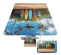 DWTJKMS Surf's Up - Tappetino da picnic per tavola da surf, pieghevole, impermeabile, con borsa per tote, grande tappetino da picnic all'aperto, 147,3 x 147,3 cm, coperta da campeggio per spiaggia