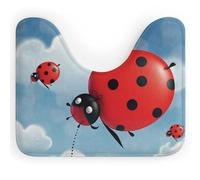 DWTJKMS Tappetino da bagno a forma di coccinella e nuvola, ad asciugatura rapida, assorbente, antimacchia, antiscivolo, per base WC ovale