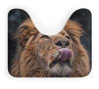 DWTJKMS Tappetino da bagno a forma di U con leone che si attacca alla lingua, tappetino da bagno assorbente resistente alle macchie, tappetino da bagno antiscivolo per base WC ovale