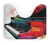DWTJKMS Tappetino da bagno colorato a forma di U con tastiera e pianoforte, ad asciugatura rapida, assorbente, resistente alle macchie, tappetino da bagno antiscivolo per base WC ovale