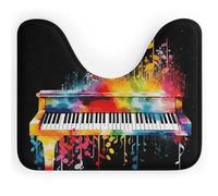 DWTJKMS Tappetino da bagno colorato con tastiera e note musicali, a forma di U, ad asciugatura rapida, assorbente, resistente alle macchie, tappetino da bagno antiscivolo per base WC ovale