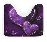 DWTJKMS Tappetino da bagno con cuori viola, a forma di U, ad asciugatura rapida, assorbente, resistente alle macchie, tappetino da bagno antiscivolo per base WC ovale