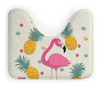 DWTJKMS Tappetino da bagno con fenicottero e ananas, a forma di U, ad asciugatura rapida, assorbente, resistente alle macchie, tappetino da bagno antiscivolo per base WC ovale