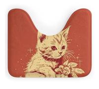 DWTJKMS Tappetino da bagno con gatto sdraiato sulla scatola, a forma di U, ad asciugatura rapida, assorbente, antimacchia, tappetino da bagno antiscivolo per base WC ovale
