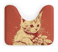 DWTJKMS Tappetino da bagno con gatto sdraiato sulla scatola, ad asciugatura rapida, assorbente, a forma di U, antiscivolo, per pavimento del bagno (50,8 x 40,6 cm)