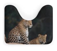 DWTJKMS Tappetino da bagno con leopardo africano su roccia, a forma di U, ad asciugatura rapida, assorbente, resistente alle macchie, tappetino da bagno antiscivolo per base WC ovale