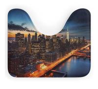 DWTJKMS Tappetino da bagno con paesaggio di New York City, a forma di U, ad asciugatura rapida, assorbente, resistente alle macchie, tappetino da bagno antiscivolo per base WC ovale