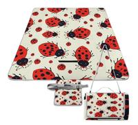 DWTJKMS Tappetino da picnic a forma di coccinella rossa, pieghevole, impermeabile, con borsa per la spesa, grande tappetino da picnic all'aperto, 147,3 x 147,3 cm, coperta da campeggio per spiaggia