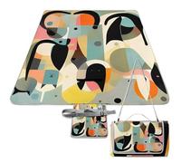 DWTJKMS Tappetino da picnic a tema arte moderna Mid-Century, tappetino pieghevole impermeabile con borsa tote grande tappetino da picnic all'aperto 147,3 x 147,3 cm coperta da campeggio per spiaggia