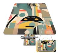 DWTJKMS Tappetino da picnic a tema arte moderna Mid-Century, tappetino pieghevole impermeabile con borsa tote grande tappetino da picnic all'aperto 147,3 x 147,3 cm coperta da campeggio per spiaggia