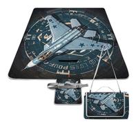 DWTJKMS Tappetino da picnic Air Force Fighter Jet, pieghevole, impermeabile, con borsa da picnic, 147,3 x 147,3 cm, coperta da campeggio per spiaggia, parco, viaggi