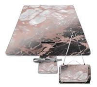 DWTJKMS Tappetino da picnic color marmo oro rosa, tappetino pieghevole impermeabile con borsa tote grande tappetino da picnic all'aperto 147,3 x 147,3 cm coperta da campeggio per spiaggia, parco