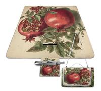 DWTJKMS Tappetino da picnic con bacche di melograno, tappetino pieghevole impermeabile con borsa tote grande tappetino da picnic all'aperto 147,3 x 147,3 cm, coperta da campeggio per spiaggia, parco
