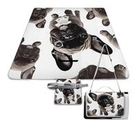 DWTJKMS Tappetino da picnic con bulldog francese, pieghevole, impermeabile, con borsa per tote, grande tappetino da picnic all'aperto, 147,3 x 147,3 cm, coperta da campeggio per spiaggia, parco