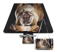 DWTJKMS Tappetino da picnic con bulldog inglese, pieghevole, impermeabile, con borsa per tote, grande tappetino da picnic all'aperto, 147,3 x 147,3 cm, coperta da campeggio per spiaggia, parco, viaggi
